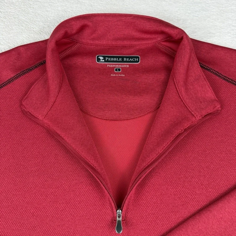 Pebble Beach Golf Red Men's Large 1/4 Zip Performance Pullover Long Sleeve - Picture 8 of 13